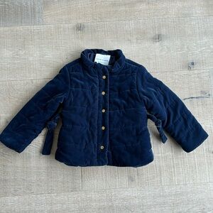 Size 3/4 - Janie and Jack velvet padded coat in Navy